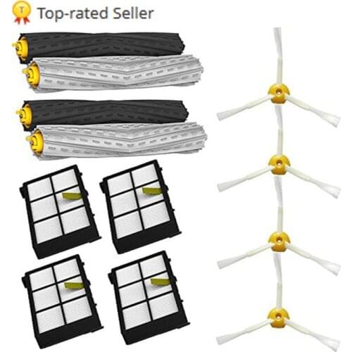 High Quality 2 set Tangle-Free Debris Extractor Brush +4 Hepa filter + 4 side brush for iRobot Roomba 800 900 Series 870 880 980