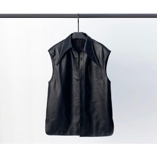 2021 Spring New Leather Waistcoat Sleeveless Leather Jacket Women Mid-length Waistcoat Sheep Leather Waistcoat Casual Jacket