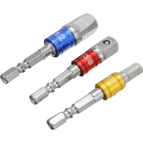 3pcs 1/4" 3/8" 1/2" Hex Power Drill Bit Socket Driver Bar Wrench Adapter Extension Electric Screwdriver Power Tool Accessories