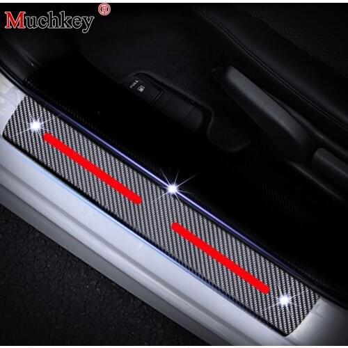 For Chevrolet Cruze Aveo Lacetti Captiva Welcome Pedal Door Threshold Car Door Sill Scuff Plate Carbon Fiber Vinyl Stickers 4Pcs
