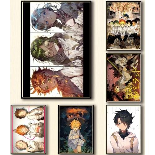 47 Designs Anime The Promised Neverland Whitepaper Poster Cartoon Painting Funny Fancy Wall Sticker for Coffee House Bar