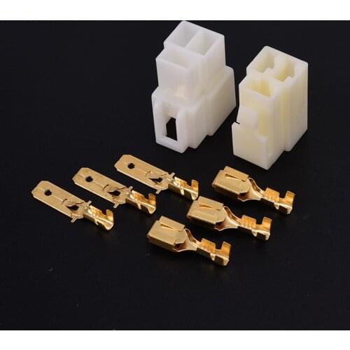 5pcs/lot 3 Pin Automotive Electrical Wire Connector Male Female Cable Terminal Plug Kits Motorcycle Ebike Car 6.3mm