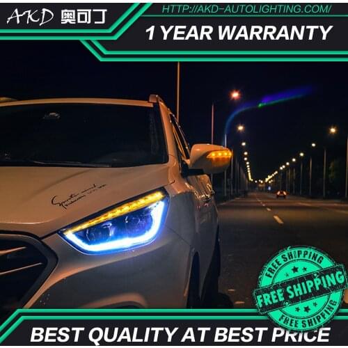AKD tuning cars Headlight For Hyundai ix35 Tuscon 2010 Headlights LED DRL Running lights Bi-Xenon Beam Fog lights angel eyes