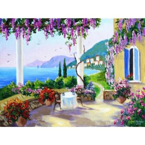 DIY 5D Diamond Painting Aegean Sea Scenery Full Drill Mosaic Picture Embroidery Greece Seascape Picture Home Decor Gift FG614