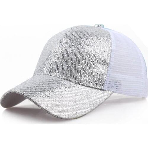 New Ponytail Baseball Cap Women Girl Messy Bun Snapback Summer Mesh Hats Casual Sport Sequin Cap Summer Hat Sun Caps