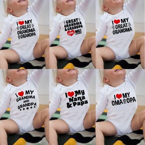 Great Grandpa and Grandma Loves Me 2021 Autumn Long Sleeve Baby Bodysuit Boys Girls Jumpsuit Newborn Toddler Drop Ship