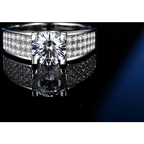 Men rings Moissanite rings jewelry diamond 2ct 925 Sterling Silver Ring rhodium plated for men engagement wedding party