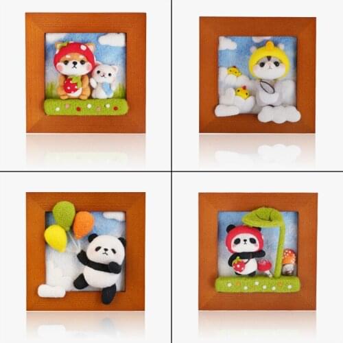 Felt Diy Craft Kit Bag Wool Felt Poke Photo Frame Handmade Material Package Plush Doll Handcraft Homemade Wool Felt Poked