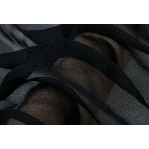 Howmay 100% pure silk fabric georgette 8m/m 138cm 54"black color 13# lightweight soft tulle