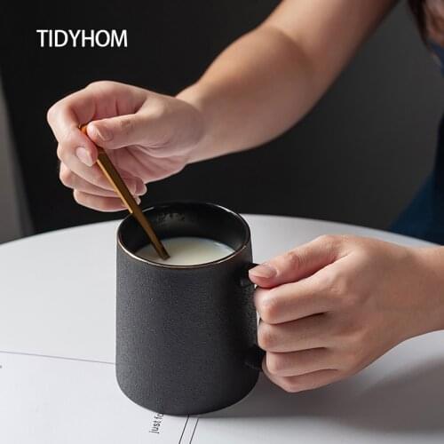 Black Classic Coffee Cup Milk Oatmeal Breakfast Cup With Handle Office Water Cup Home Coffee Cup Tea Cup Tumbler Cup Ceramic Mug