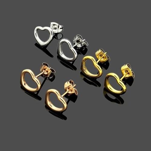 Classic Original T Home Earring S925 Sterling Silver Ladies Earring Hollow Heart Girl Anniversary Gift