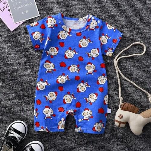 Summer 2021 Baby Jumpsuit 0-24M Home Wear Climbing Suit Newborn Baby Girls Boys Cotton Short Sleeve Rompers Clothing