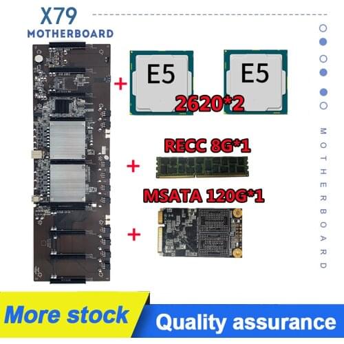 Miner Rig X79 Dual CPU Mining Motherboard with DDR3 8G 120G MSATA SSD Support 3060 GPU For ETH ETC