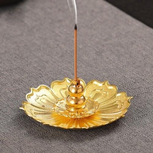 9-Hole Copper Incense Holder Mini Lotus Flower Incense Sticks Burner Cones Censer Buddhist Teahouse Home Decoration Accessories