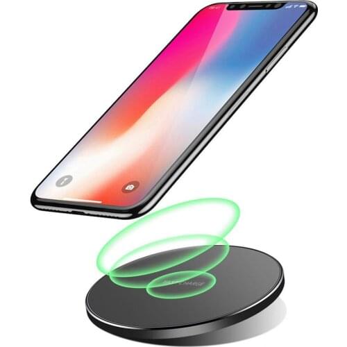 Qi Metal 10W Wireless Charger for Samsung S10 S9 Note 8 9 Charging Pad For iPhone 8 X XR XS Max QC3.0 Fast Wireless Charging