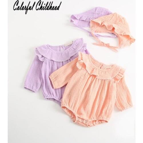 Lovely cozy ruffles lace romper baby girls long sleeve jumpsuit newborn body clothes toddler girls overalls 0-24m