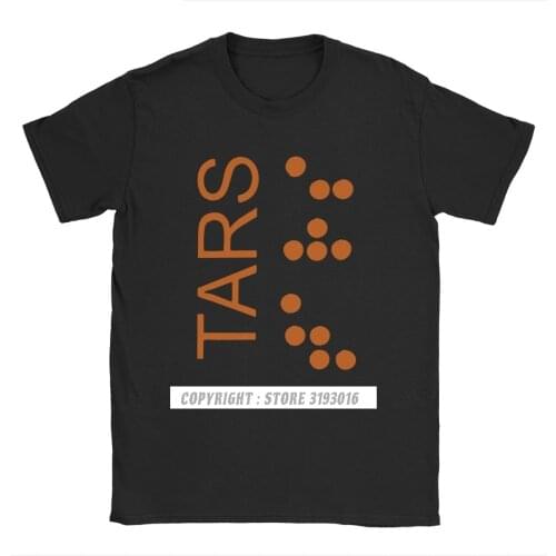 Mens T-Shirts TARS Logo Interstellar Leisure Pure Cotton Nolan Movie Space Sci Fi Spaceship T Shirts Camisas Clothes