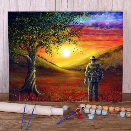 Natural Scenery Remembrance Day DIY Paint By Numbers Kit Acrylic Paints 40*50 Canvas Painting Decorative Paintings Art