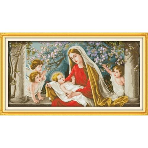 Madonna-and-child (11) cross stitch kits people Religion Aida count 14ct 11ct printed embroidery DIY handmade needlework supply