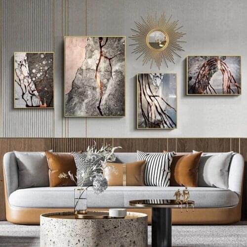 Abstract Golden Stone Wall Posters Nordic Wall Art Canvas Painting Living Room Home Decorative Paintings Modern Art Canvas Print
