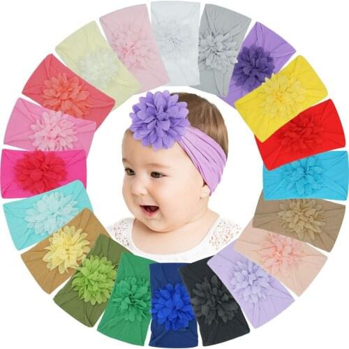 20 Colors Baby Girls Nylon Headbands Chiffon Flower Soft Stretchy Hair Band Hair Accessories for Newborns Infants Toddlers