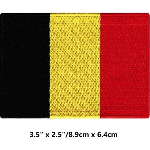 Belgium Flag Embroidered Patch Belgian Iron-On National Emblem NEW & CHEAP