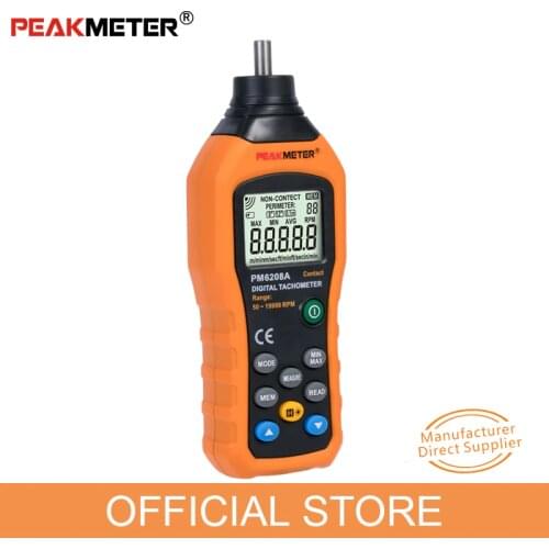 Official PEAKMETER PM6208A High Quality Contact-type Digital Tachometer Meter High Performance 50-19999RPM max