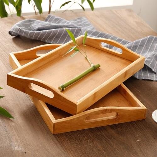 Rectangular Tea Tray Kitchen Supplies Solid Wood Dry Tea Tray Dinner Plate Storage Tray High Quality Bamboo Plate For Kitchen