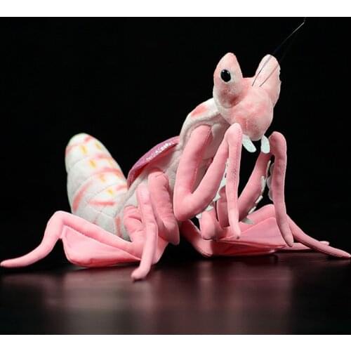 Lifelike Pink Orchid Mantis Plush Toys Real Life Soft Insect Malaysian Orchid Mantis Stuffed Animals Toy For Kids