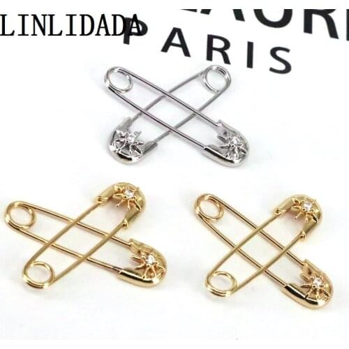 8Pairs Trendy Crystal Safety Pin Hoop Earring for Women Vintage Zirconia Earrings Minimalist Hoops 2021 NEW Jewelry Hoop
