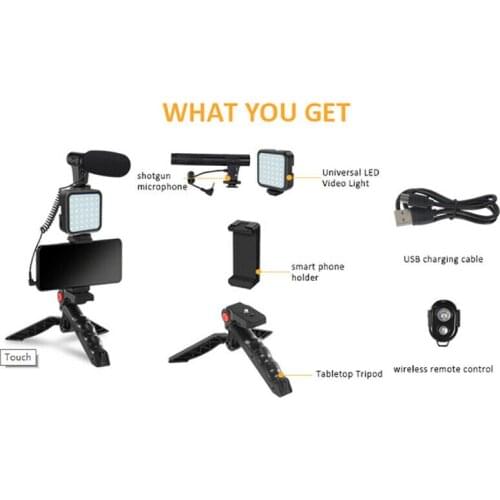 High Quality Tripod Video Light With Microphone Kits For Phone Video Recording