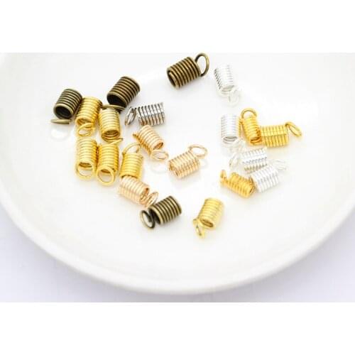 200p 3.5/4.5/5mm Spring Clasps Cord Crimp End Caps Fastener Connector For Bracelet DIY Necklace Jewelry Making findings Supplies