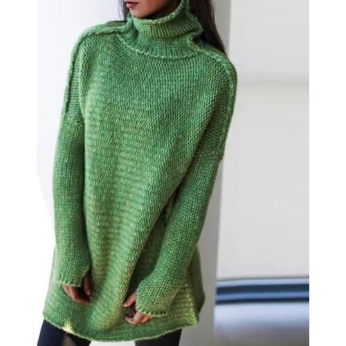 Fashion Turtleneck Oversized Sweaters Women 2020 Fall Winter Clothes Plus Size Loose Solid Pullovers Knitted Dress Jumpers