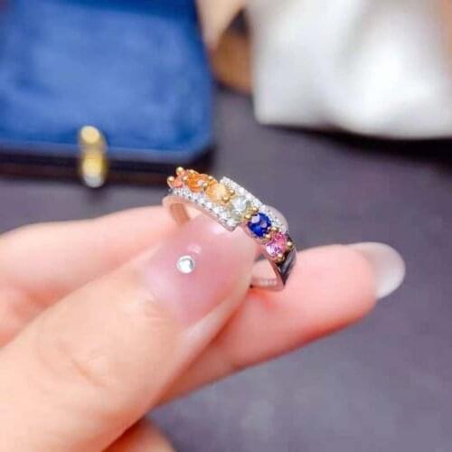 Natural Color Sapphire Fine Ring S925 Sterling Silver Fashion Charming Wedding Jewelry for Women MeibaPJFS
