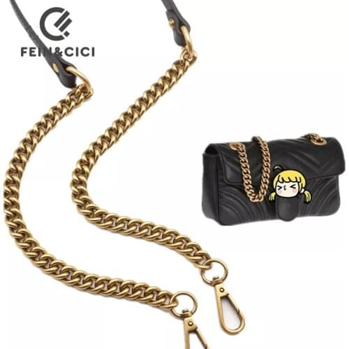 Gold Bronze metal thick chain strap for famous luxury brand handbag DIY Belt Bag Strap Accessories Hardware high quality