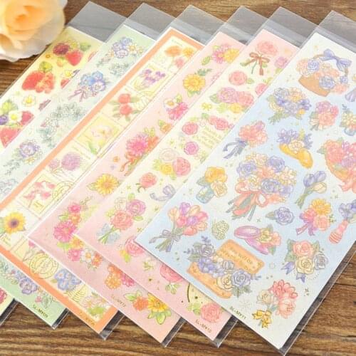 1pcs Diy Stationery stickers Flowers Bronzing kawaii Stickers Diary Planner Journal Note Diary Paper Scrapbooking Albums Photo