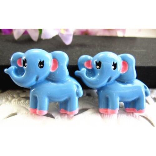 10pcs/lot about 26*21mm DIY resin cabochons accessories kawaii flat back resin cartoon elephant in blue color