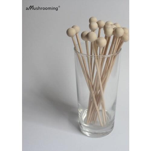 100 Round Balls Wooden Drink Stirrers - Coffee Stirrer - Beverage Bar Stick for Rustic Party Can Customized LOGO