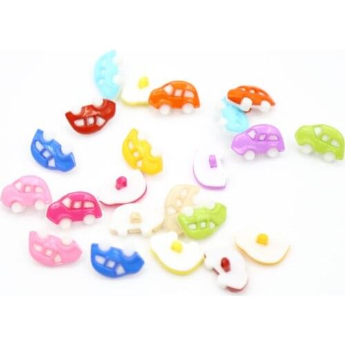100pcs 11x17mm Mixed Plastic Car Combined Shank Buttons Sewing Baby Crafts For Scrapbooking
