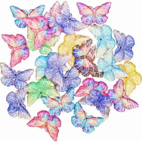 15X23mm 20PCS Flat back Mixed Color Acrylic Butterfly Applique|DIY Scrapbook Crafting Supplies|Butterfly Miniatures Cabochons