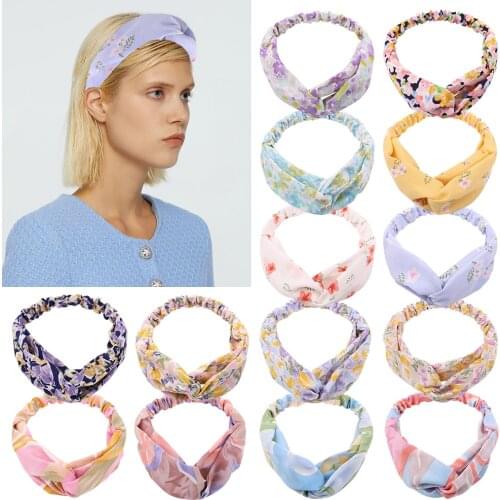 2021 New Women Girls Summer Bohemian Elastic Hair Bands Cross Knot Headbands Turban Bandage Bandanas HairBands Hair Accessories