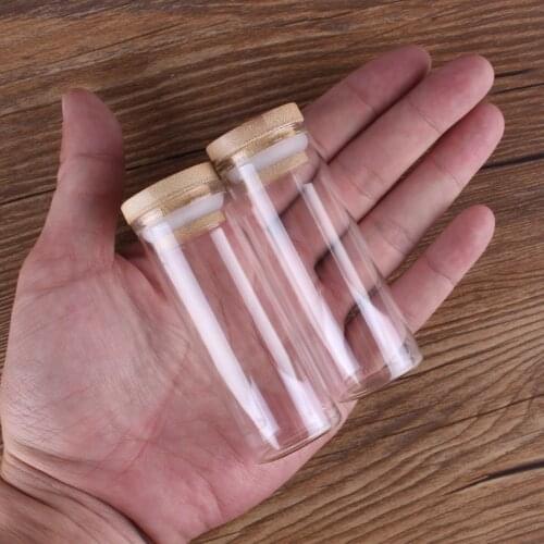 5pcs 40ml 30*80mm Spice Jars Glass Vessels with Bamboo Lids caps Potion bottles Glass Bottles Glass Vials for DIY Craft