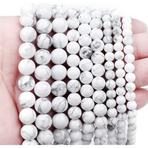 White Turquoises Loose Beads Natural Gemstone Smooth Round for Jewelry Making