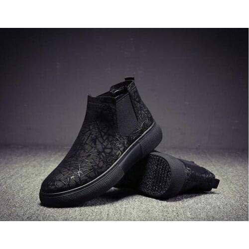 Mens fashion breathable chelsea boots soft leather shoes flats platform ankle botines hombre brand designer bota masculina male