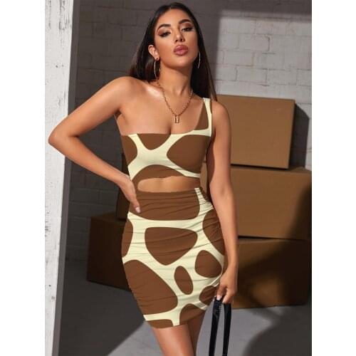 Giyu Brand Animal Dresses Women Giraffe Halter Sleeveless Brindle Bodycon Dress Psychedelic 3d Print Womens Clothing