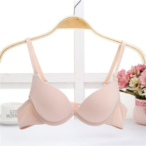 Deep u teenage stduent girl bra underwear cute young girl bra underwire super push up small breast cotton bra 32-38