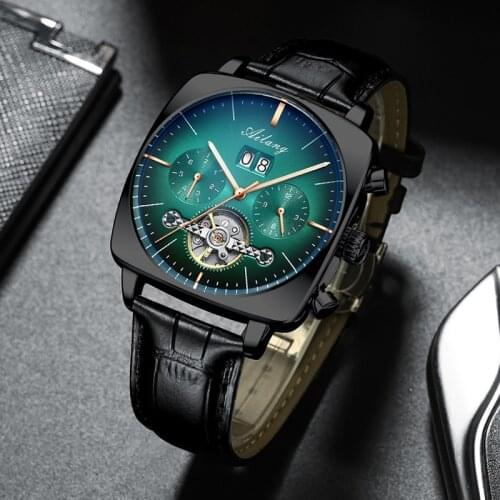 AILANG Sports Watch Men New Automatic Mechanical Watches Mens Skeleton Tourbillon Black Top Brand horloges mannen montre homme
