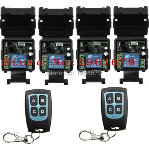 DC 12 v 1CH mini wireless remote control switch Learning code 4 piece receiver+2 piece waterproof transmitter