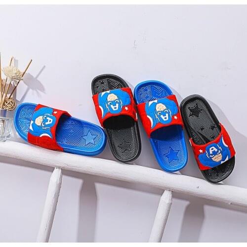 Disney Captain America Childrens Slippers Beach Shoes Non-slip Cartoon Home Use Boys Wearing Not Smelly Feet