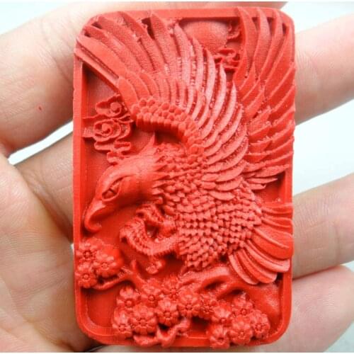 Natural stone Quartz crystal Chinese Red Organic Cinnabar carve eagle pendant stone Jewelry making necklace
